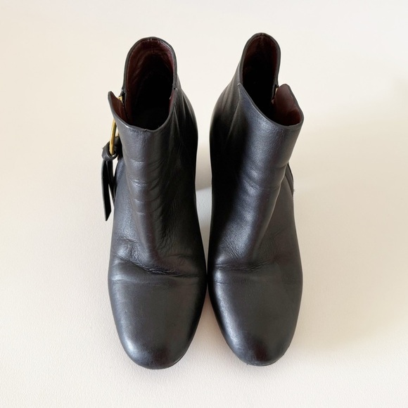 See By Chloe Boots Louise Ankle Leather Block Heel Casual Chic Minimal Black 7 - Picture 5 of 16